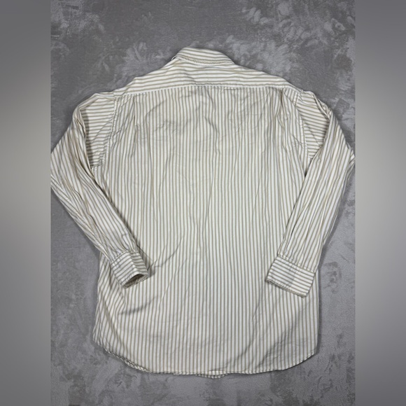Chaps Ralph Lauren Yellow White Striped Button Down Cotton Dress Shirt 16.5 - Picture 11 of 15